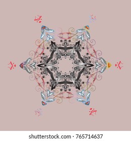 New year snowflake. Cute abstract snowflake vector design. Flat snow doodle icons, snow flakes silhouette in neutral, gray and blue colors for christmas banner, cards.