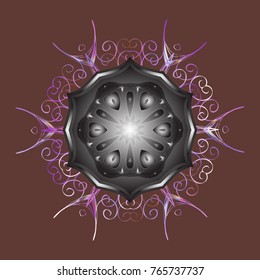 New year snowflake. Cute abstract snowflake vector design. Flat snow doodle icons, snow flakes silhouette in brown, gray and violet colors for christmas banner, cards.