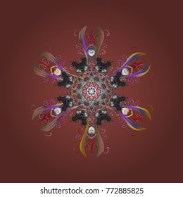 New year snowflake. Cute abstract snowflake vector design. Flat snow doodle icons, snow flakes silhouette in brown, gray and neutral colors for christmas banner, cards.