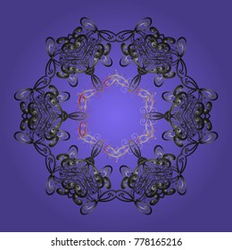 New year snowflake. Cute abstract snowflakes vector design on violet, gray and neutral colors. Flat snow doodle icons, snow flakes silhouette for christmas banner, cards.