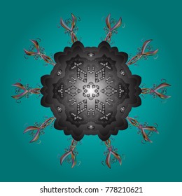 New year snowflake. Cute abstract snowflake vector design. Flat snow doodle icons, snow flakes silhouette in blue, gray and brown colors for christmas banner, cards.