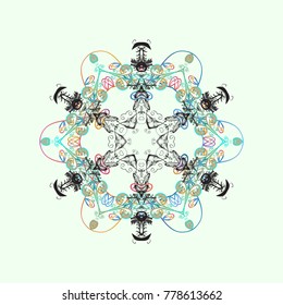 New year snowflake. Cute abstract snowflake vector design. Flat snow doodle icons, snow flakes silhouette in neutral, gray and blue colors for christmas banner, cards.