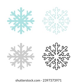 Icono de copo de nieve de Año Nuevo. Conjunto de iconos de copos de nieve de año nuevo sobre fondo blanco. Ilustración vectorial plana.