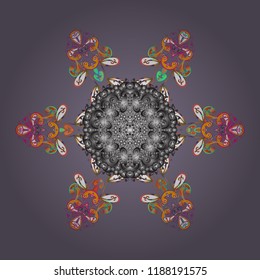New year snowflake. Nice abstract snowflakes vector design. Flat snow doodle icons, snow flakes silhouette in neutral, gray and white colors for christmas banner, cards.