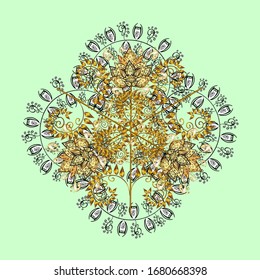 Schneeflocken im neuen Jahr. Schöne abstrakte Schneeflocken machen Vektorillustration Design. Flache Schnee-Doodle-Ikonen, Schneeflocken Silhouette in goldenen Farben für Weihnachtsbanner, Karten.