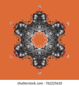 New year snowflake. Nice abstract snowflakes vector design. Flat snow doodle icons, snow flakes silhouette in orange, gray and neutral colors for christmas banner, cards.