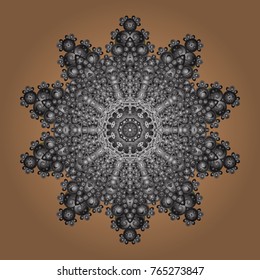 New year snowflake. Nice abstract snowflakes vector design. Flat snow doodle icons, snow flakes silhouette in beige, gray and brown colors for christmas banner, cards.