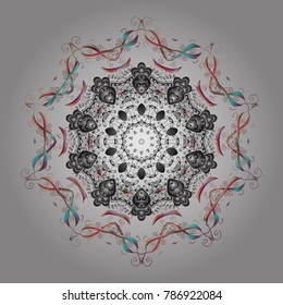 New year snowflake. Nice abstract snowflakes vector design. Flat snow doodle icons, snow flakes silhouette in gray, neutral and beige colors for christmas banner, cards.