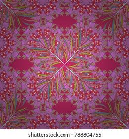 New year snowflake. Nice abstract snowflakes vector design. Flat snow doodle icons, snow flakes silhouette in pink, magenta and neutral colors for christmas banner, cards.