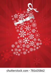 New year snowflake sock, vector illustration