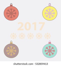 new year snowflake Vector illustration Christmas ball and snowflake collection