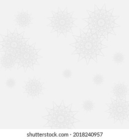 New Year Snowflakes Sharp Stars Mandala Background. Ice Monochrome Print Chaotic Silver Ornament. Grey Mystery Winter Cold Composition. Christmas Innocent White Frost Luxury Sky Wallpaper.