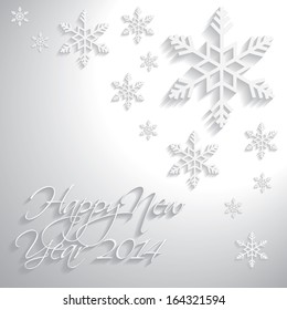Papel vectorial de copos de nieve de Año Nuevo 3d