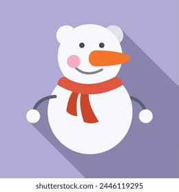 New Year snowman icon flat vector. Face happy character. Kids sticker
