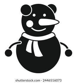 Nuevo año muñeco de nieve icono Vector simple. Enfréntate a un personaje feliz. Pegatina para niños