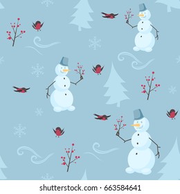 New Year snowman pattern Vector