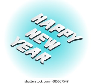 New Year, Snowy Style Isometric Write Concept, Vector, Illustration