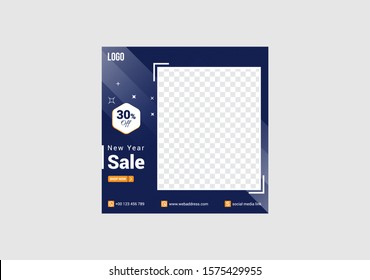 New Year Social Media Banner Template, Vector illustrations of season online shopping website and mobile website banners, posters, newsletter designs, ads, coupons, social media banners.