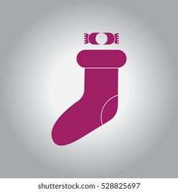 new year socks Vector illustration Christmas socks with candy