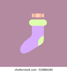 new year socks Vector illustration Christmas socks with candy