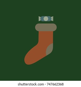 new year socks Vector illustration Christmas socks with candy