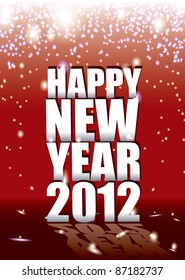 New year sparkle background with 2012 sign and reflection