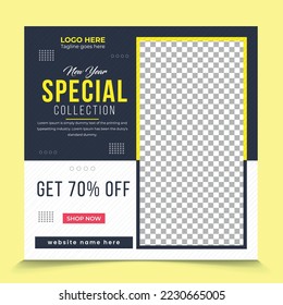 New year special furniture collection promotional discount offer sale post banner template