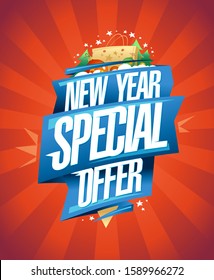 New year special offer, holiday sale banner design