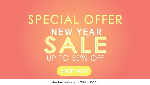 New Year Special Sale Vector template. Modern New Year 2022 Sale template. UPTO 30% off new year sale banner template.