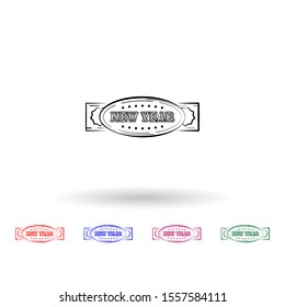 New year stamp multi color icon. Simple thin line, outline vector of stamp happy new year icons for ui and ux, website or mobile application