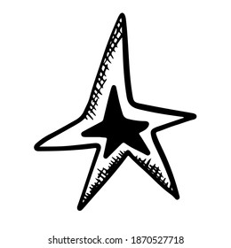 Estrella del año nuevo con un fondo blanco aislado. elemento navideño en estilo de dibujo a mano. Ilustración vectorial.