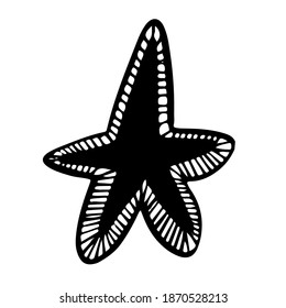 Estrella del año nuevo con un fondo blanco aislado. elemento navideño en estilo de dibujo a mano. Ilustración vectorial.