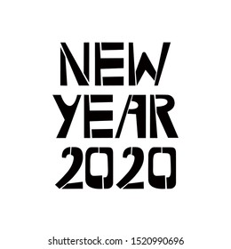 New Year stencil lettering. Spray paint graffiti on white background. Design lettering templates for greeting cards, overlays, posters