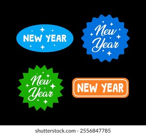 New year sticker pack, new year label vector