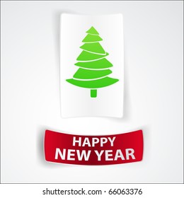 New Year stickers on a white background. Vector.
