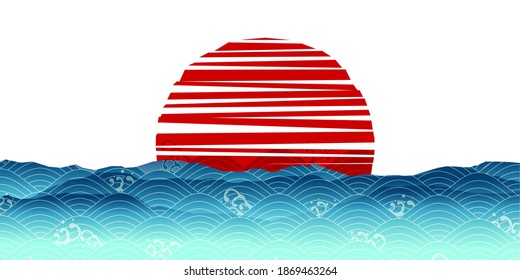 New Year sunrise Japanese pattern background