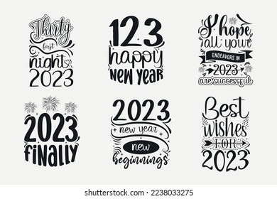 New year svg bundle, happy new year svg quotes, new year typography t-shirt design, SVG cut files