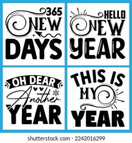 New Year Svg Design Bundle vector file 