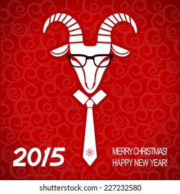 New Year symbol of goat.Vector business greeting card