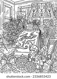 New Year Table Calendar Adults Coloring Page 