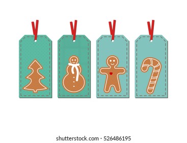 New year tags with gingerbread