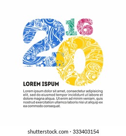 new year template with bright color figures