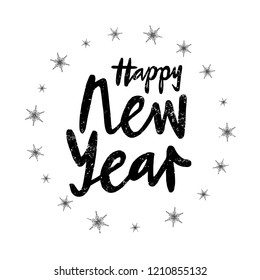 New Year text for calendar, invitation, greeting card, postcard, typography poster, banner, flyer. Handwritten modern lettering. Inspirational quote on textured background. Vector illustration EPS 10.