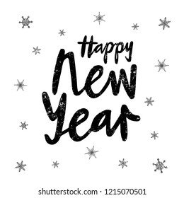 New Year text for calendar, invitation, greeting card, postcard, typography poster, banner, flyer. Handwritten modern lettering. Inspirational quote on textured background. Vector illustration EPS 10.
