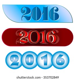 New Year text emblem set