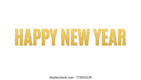 New Year text of golden glitters. Festive background for the flyer. Golden glitters. Golden sand. Vector illustration