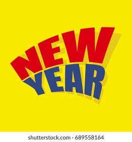 New year text quote on red and blue