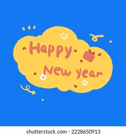 new year text vector illustration, stylized, on blue background, top view. perfect for backdrops and celebrating new year's day