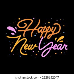 new year text vector illustration, stylized, colorful, on black background, top view. perfect for backdrops and celebrating new year's day