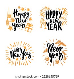 new year text vector illustration, stylized, colorful, top view. perfect for backgrounds, social media and celebrating new year's day